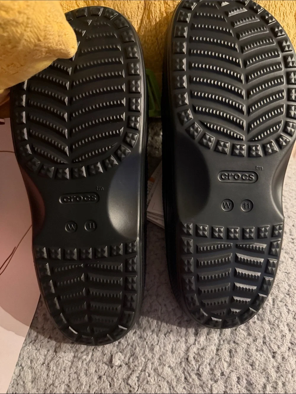 NWT Size W 11 CROCS Black Slide Sandals